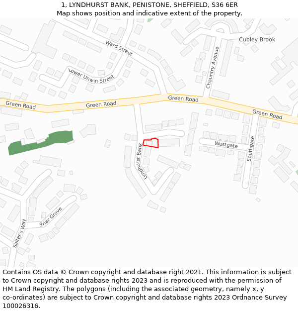 1, LYNDHURST BANK, PENISTONE, SHEFFIELD, S36 6ER: Location map and indicative extent of plot