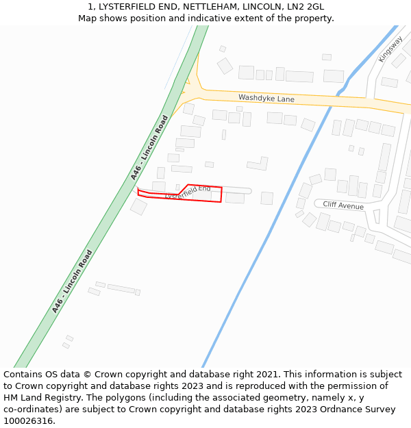 1, LYSTERFIELD END, NETTLEHAM, LINCOLN, LN2 2GL: Location map and indicative extent of plot