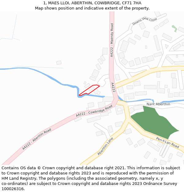 1, MAES LLOI, ABERTHIN, COWBRIDGE, CF71 7HA: Location map and indicative extent of plot