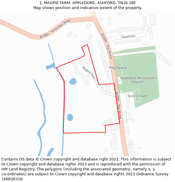 1, MAGPIE FARM, APPLEDORE, ASHFORD, TN26 2BF: Location map and indicative extent of plot