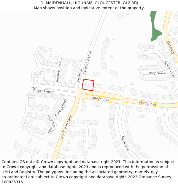 1, MAIDENHALL, HIGHNAM, GLOUCESTER, GL2 8DJ: Location map and indicative extent of plot