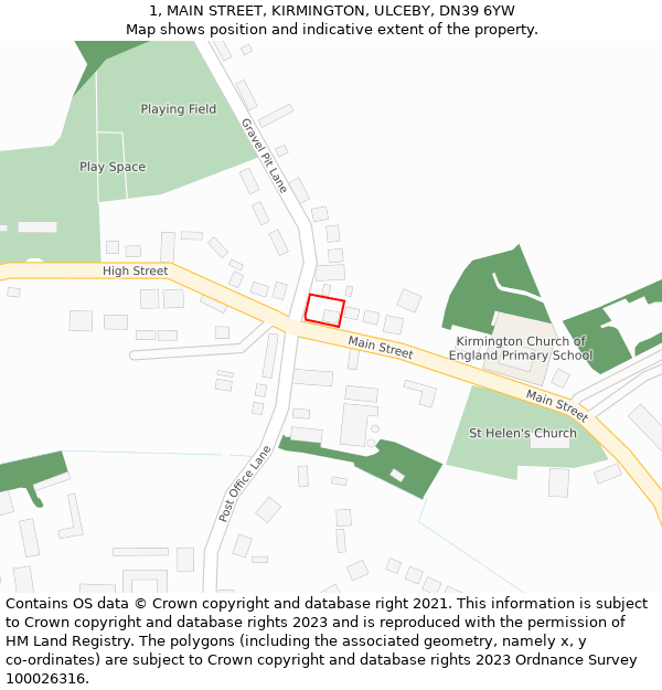 1, MAIN STREET, KIRMINGTON, ULCEBY, DN39 6YW: Location map and indicative extent of plot