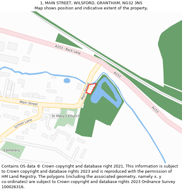 1, MAIN STREET, WILSFORD, GRANTHAM, NG32 3NS: Location map and indicative extent of plot