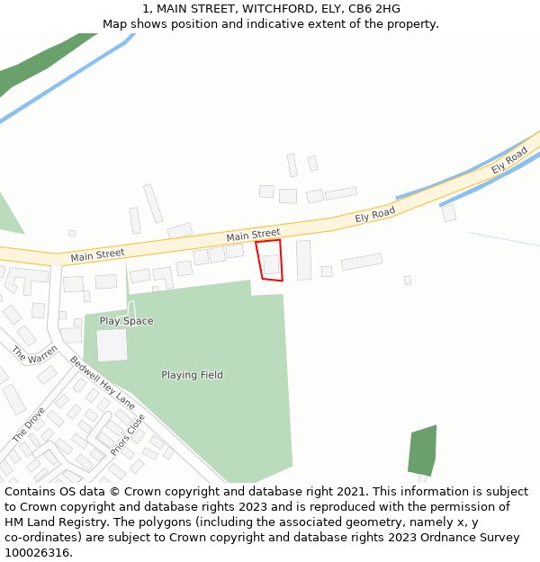 1, MAIN STREET, WITCHFORD, ELY, CB6 2HG: Location map and indicative extent of plot
