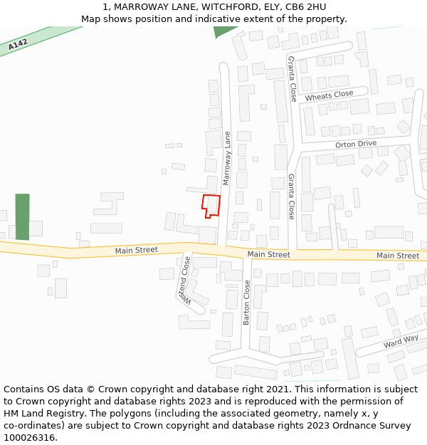 1, MARROWAY LANE, WITCHFORD, ELY, CB6 2HU: Location map and indicative extent of plot