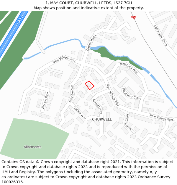 1, MAY COURT, CHURWELL, LEEDS, LS27 7GH: Location map and indicative extent of plot