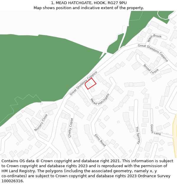 1, MEAD HATCHGATE, HOOK, RG27 9PU: Location map and indicative extent of plot