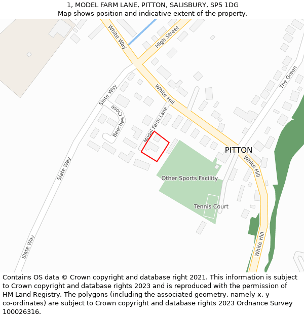 1, MODEL FARM LANE, PITTON, SALISBURY, SP5 1DG: Location map and indicative extent of plot