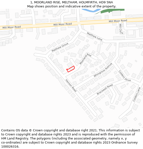 1, MOORLAND RISE, MELTHAM, HOLMFIRTH, HD9 5NA: Location map and indicative extent of plot