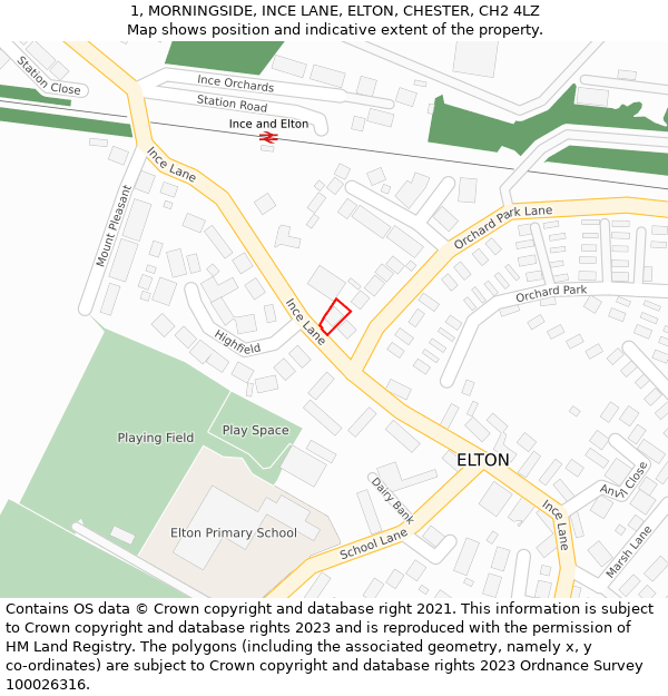 1, MORNINGSIDE, INCE LANE, ELTON, CHESTER, CH2 4LZ: Location map and indicative extent of plot