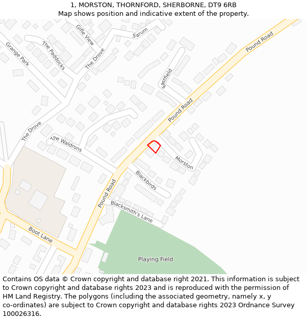 1, MORSTON, THORNFORD, SHERBORNE, DT9 6RB: Location map and indicative extent of plot