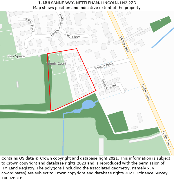 1, MULSANNE WAY, NETTLEHAM, LINCOLN, LN2 2ZD: Location map and indicative extent of plot