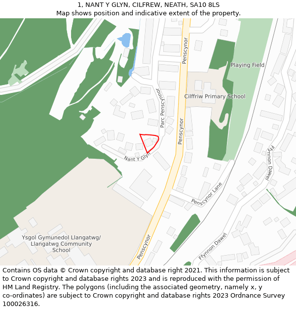 1, NANT Y GLYN, CILFREW, NEATH, SA10 8LS: Location map and indicative extent of plot