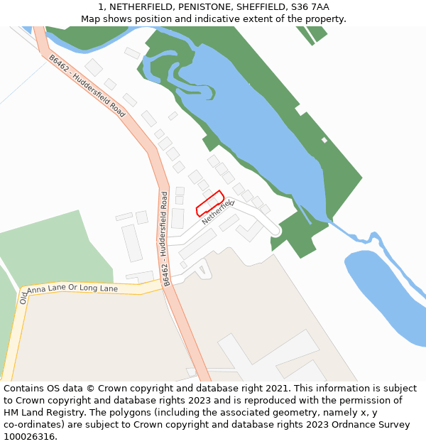 1, NETHERFIELD, PENISTONE, SHEFFIELD, S36 7AA: Location map and indicative extent of plot