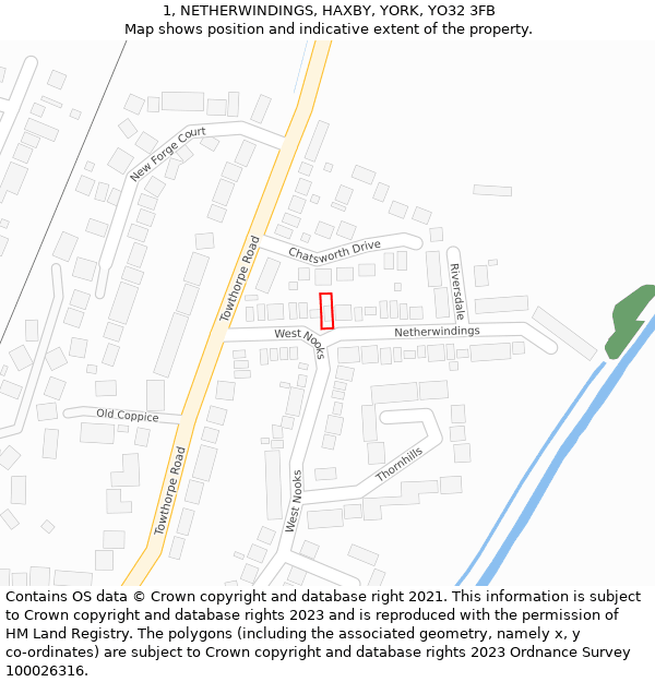 1, NETHERWINDINGS, HAXBY, YORK, YO32 3FB: Location map and indicative extent of plot