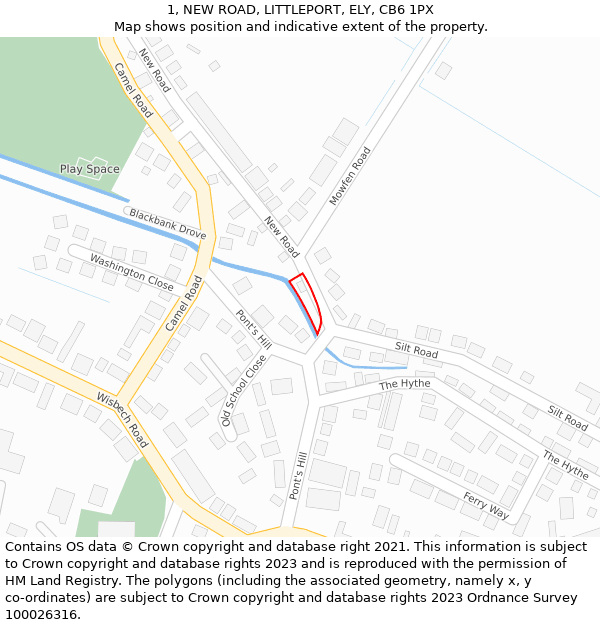 1, NEW ROAD, LITTLEPORT, ELY, CB6 1PX: Location map and indicative extent of plot