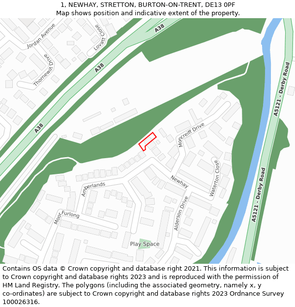 1, NEWHAY, STRETTON, BURTON-ON-TRENT, DE13 0PF: Location map and indicative extent of plot