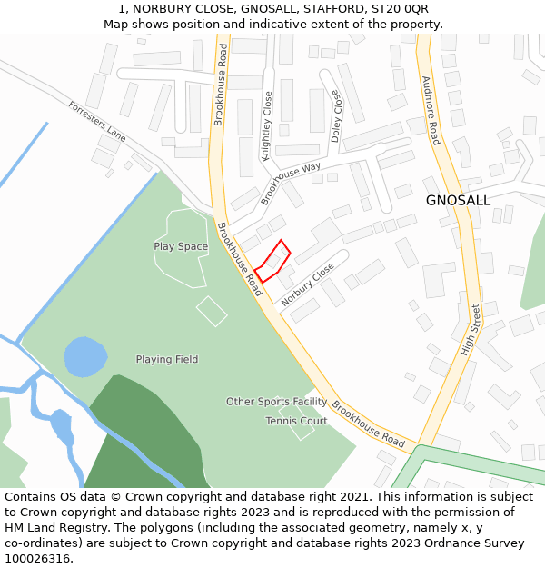 1, NORBURY CLOSE, GNOSALL, STAFFORD, ST20 0QR: Location map and indicative extent of plot