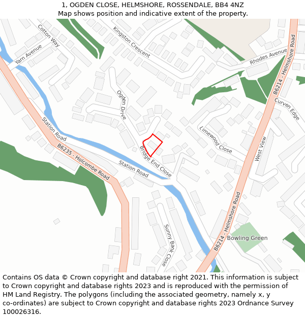 1, OGDEN CLOSE, HELMSHORE, ROSSENDALE, BB4 4NZ: Location map and indicative extent of plot
