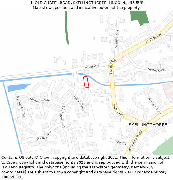 1, OLD CHAPEL ROAD, SKELLINGTHORPE, LINCOLN, LN6 5UB: Location map and indicative extent of plot