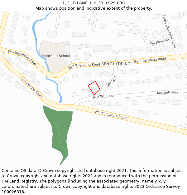 1, OLD LANE, ILKLEY, LS29 8RR: Location map and indicative extent of plot