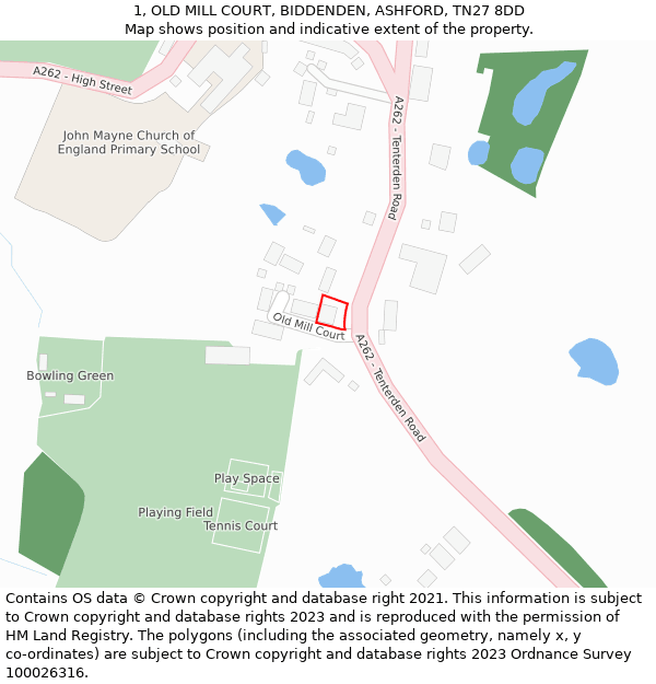 1, OLD MILL COURT, BIDDENDEN, ASHFORD, TN27 8DD: Location map and indicative extent of plot