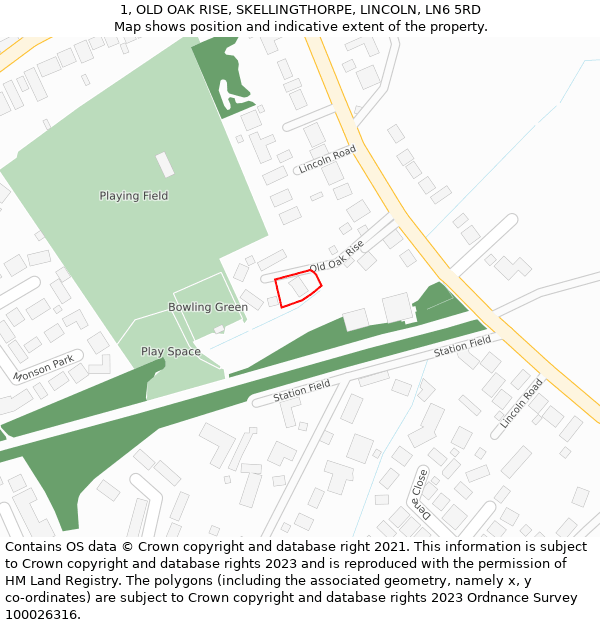1, OLD OAK RISE, SKELLINGTHORPE, LINCOLN, LN6 5RD: Location map and indicative extent of plot