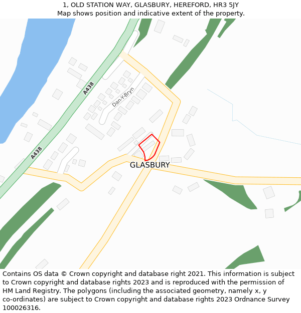 1, OLD STATION WAY, GLASBURY, HEREFORD, HR3 5JY: Location map and indicative extent of plot