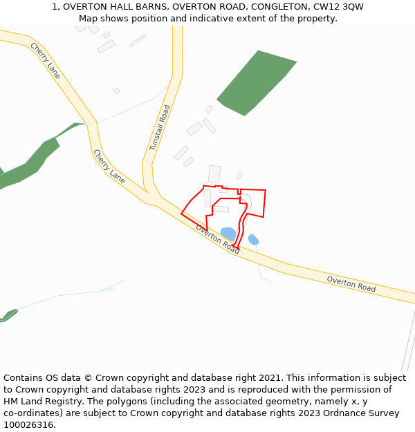 1, OVERTON HALL BARNS, OVERTON ROAD, CONGLETON, CW12 3QW: Location map and indicative extent of plot