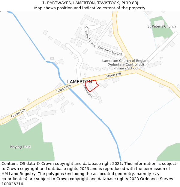 1, PARTWAYES, LAMERTON, TAVISTOCK, PL19 8RJ: Location map and indicative extent of plot