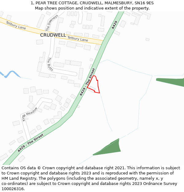 1, PEAR TREE COTTAGE, CRUDWELL, MALMESBURY, SN16 9ES: Location map and indicative extent of plot