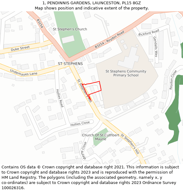 1, PENDINNIS GARDENS, LAUNCESTON, PL15 8GZ: Location map and indicative extent of plot