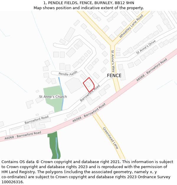 1, PENDLE FIELDS, FENCE, BURNLEY, BB12 9HN: Location map and indicative extent of plot