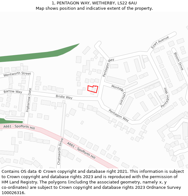 1, PENTAGON WAY, WETHERBY, LS22 6AU: Location map and indicative extent of plot