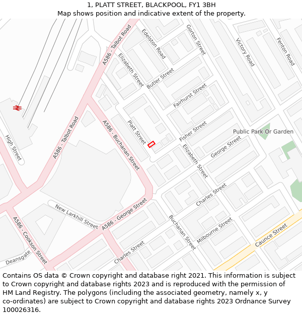 1, PLATT STREET, BLACKPOOL, FY1 3BH: Location map and indicative extent of plot