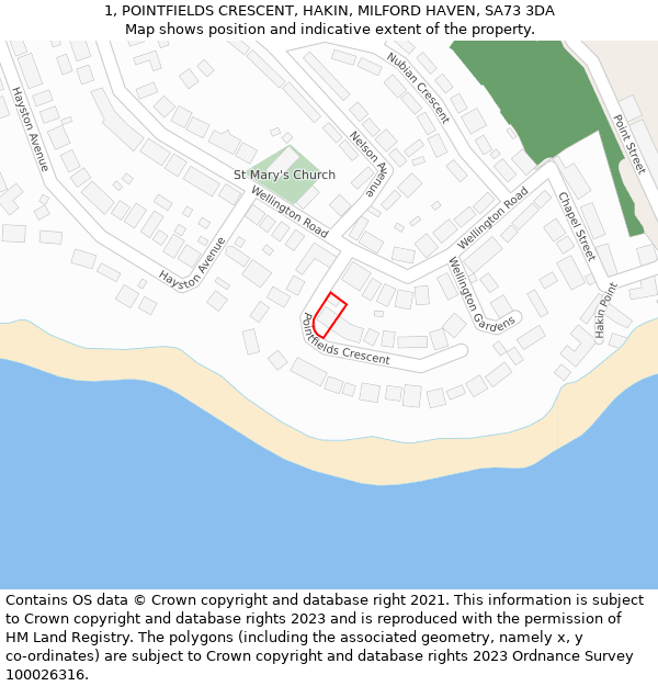 1, POINTFIELDS CRESCENT, HAKIN, MILFORD HAVEN, SA73 3DA: Location map and indicative extent of plot