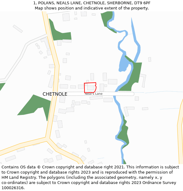 1, POLANS, NEALS LANE, CHETNOLE, SHERBORNE, DT9 6PF: Location map and indicative extent of plot