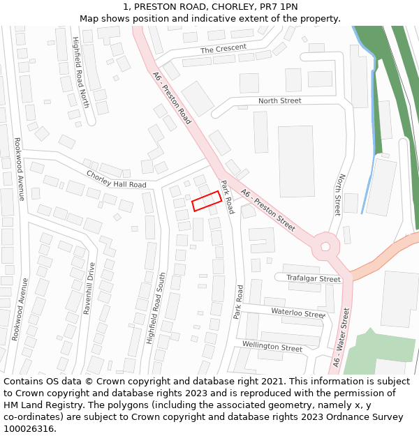 1, PRESTON ROAD, CHORLEY, PR7 1PN: Location map and indicative extent of plot