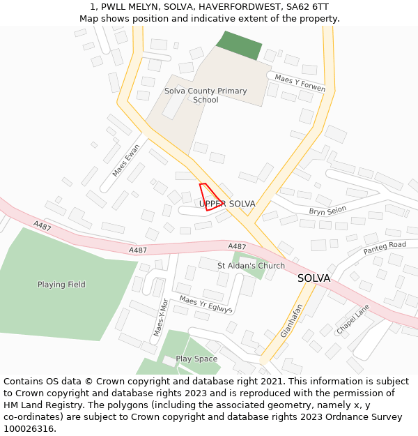 1, PWLL MELYN, SOLVA, HAVERFORDWEST, SA62 6TT: Location map and indicative extent of plot