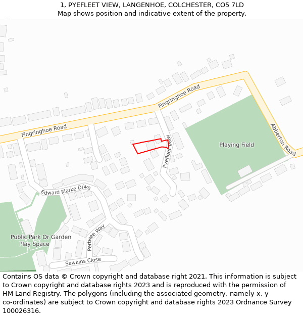 1, PYEFLEET VIEW, LANGENHOE, COLCHESTER, CO5 7LD: Location map and indicative extent of plot