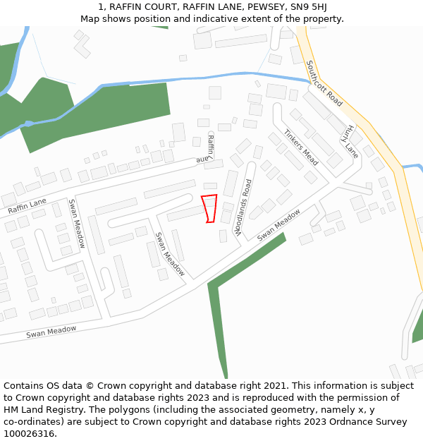1, RAFFIN COURT, RAFFIN LANE, PEWSEY, SN9 5HJ: Location map and indicative extent of plot