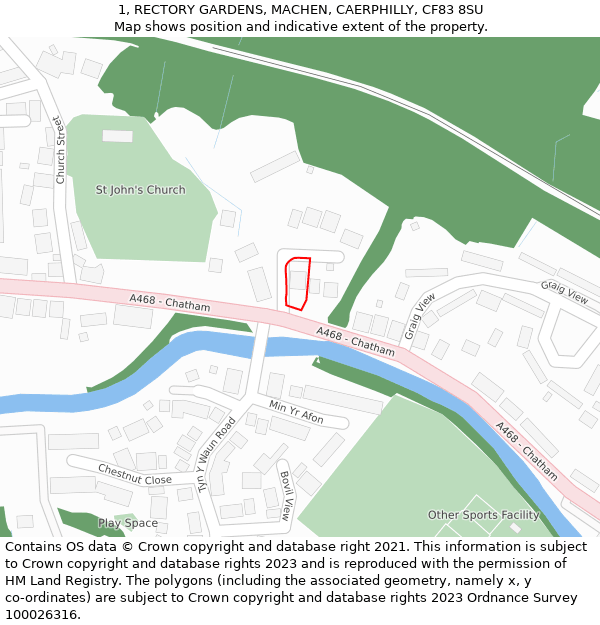 1, RECTORY GARDENS, MACHEN, CAERPHILLY, CF83 8SU: Location map and indicative extent of plot