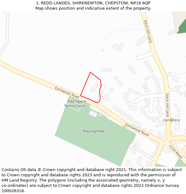 1, REDD LANDES, SHIRENEWTON, CHEPSTOW, NP16 6QP: Location map and indicative extent of plot