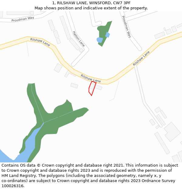 1, RILSHAW LANE, WINSFORD, CW7 3PF: Location map and indicative extent of plot