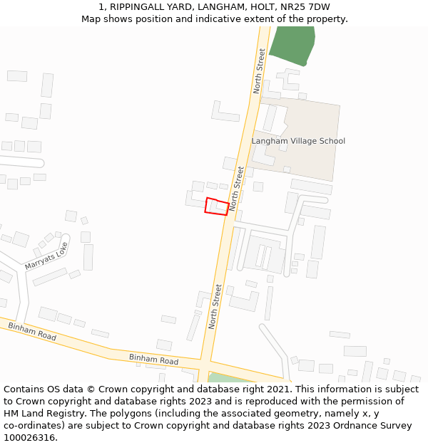 1, RIPPINGALL YARD, LANGHAM, HOLT, NR25 7DW: Location map and indicative extent of plot