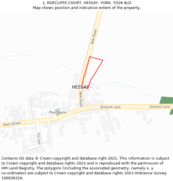 1, ROECLIFFE COURT, HESSAY, YORK, YO26 8LD: Location map and indicative extent of plot