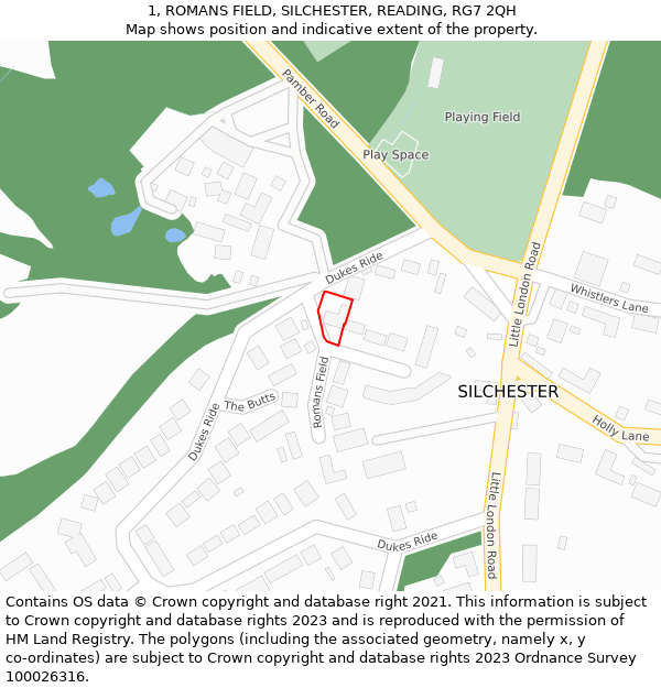1, ROMANS FIELD, SILCHESTER, READING, RG7 2QH: Location map and indicative extent of plot
