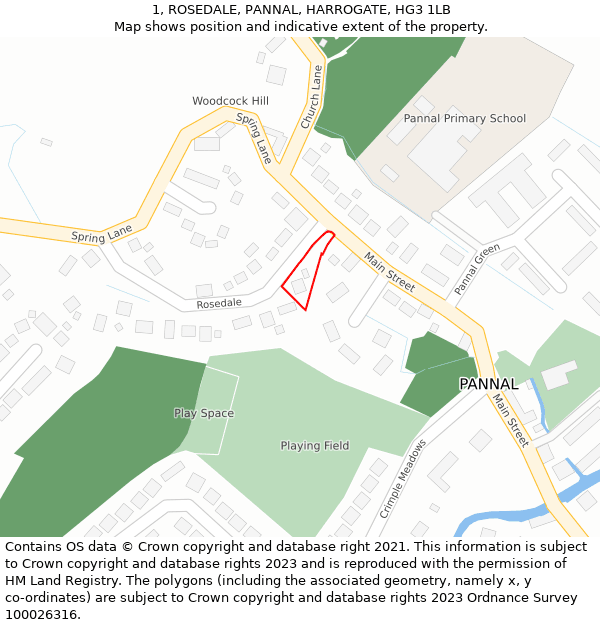 1, ROSEDALE, PANNAL, HARROGATE, HG3 1LB: Location map and indicative extent of plot