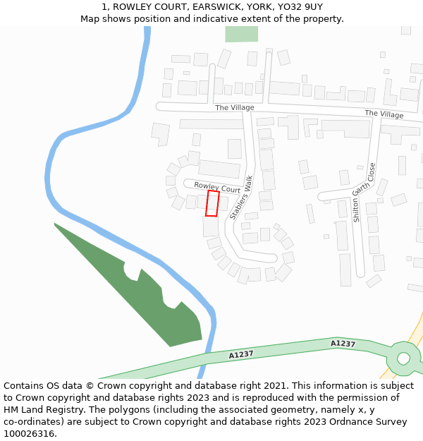 1, ROWLEY COURT, EARSWICK, YORK, YO32 9UY: Location map and indicative extent of plot