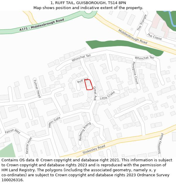 1, RUFF TAIL, GUISBOROUGH, TS14 8PN: Location map and indicative extent of plot